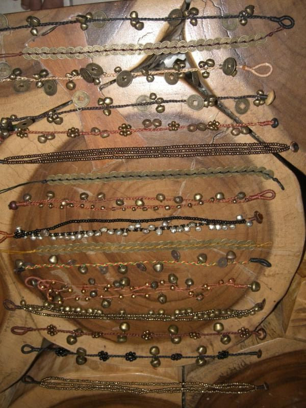 Womens Thai Hill Tribe Stone Anklets #2 / Assorted Set of 10 pc Accessory