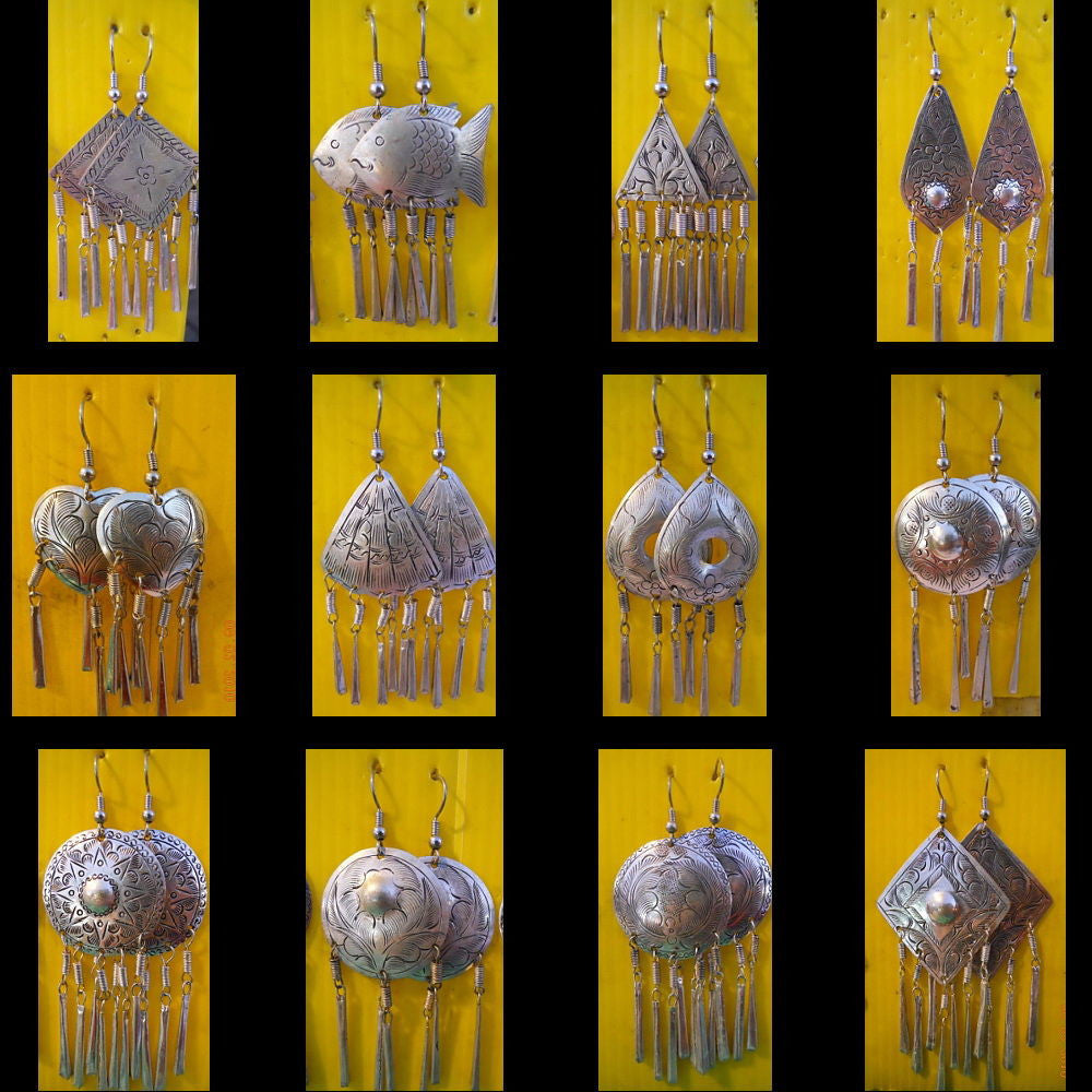 Womens Hill Tribe Silver Earrings #1 / Assorted Set of 20 pc Earrings