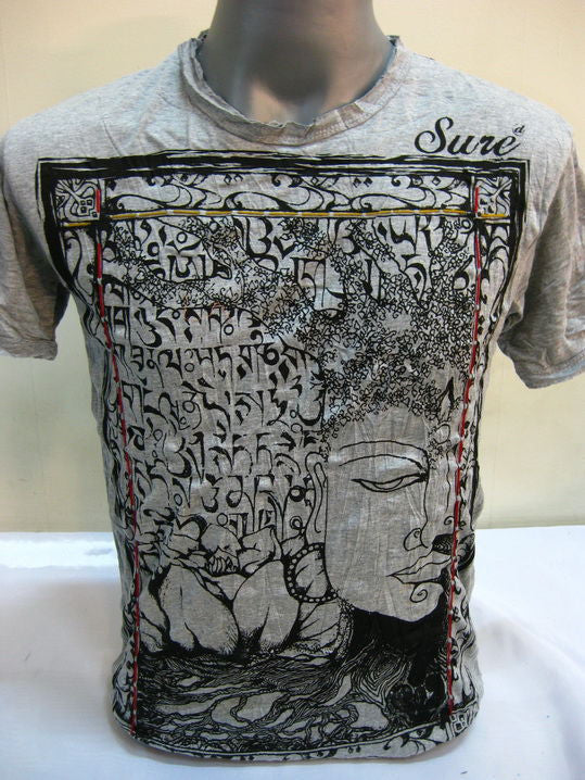 Mens Gray Sanskrit Buddha T-Shirt