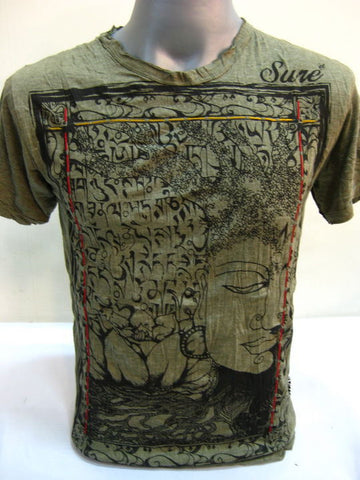 Mens Green Sanskrit Buddha T-Shirt