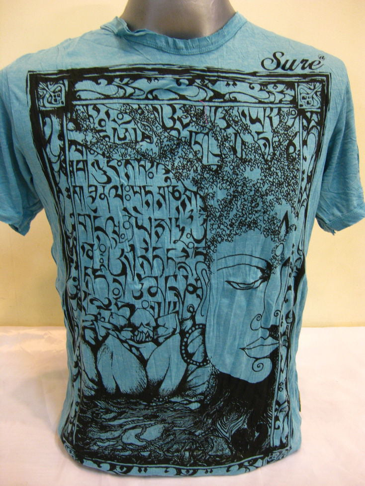 Mens Turquoise Sanskrit Buddha T-Shirt