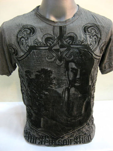 Mens Gray Antique Buddha T-Shirt