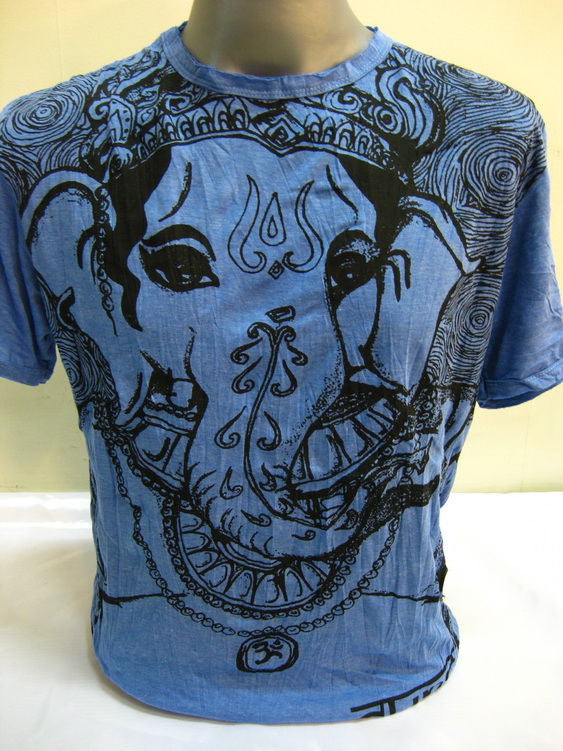 Mens Blue Big Face Ganesh T-Shirt