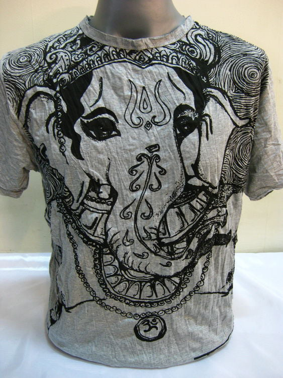 Mens Gray Big Face Ganesh T-Shirt