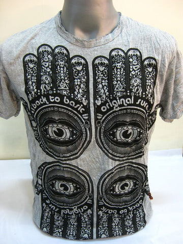 Mens Gray Four Hands T-Shirt