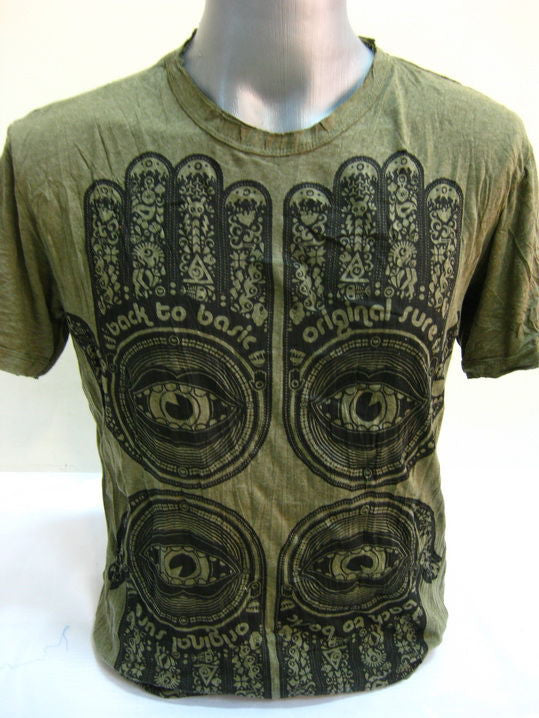 Mens Green Four Hands T-Shirt