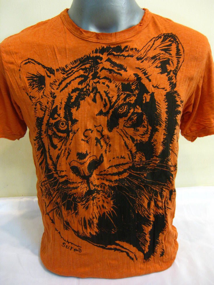 Mens Orange Tiger Head T-Shirt
