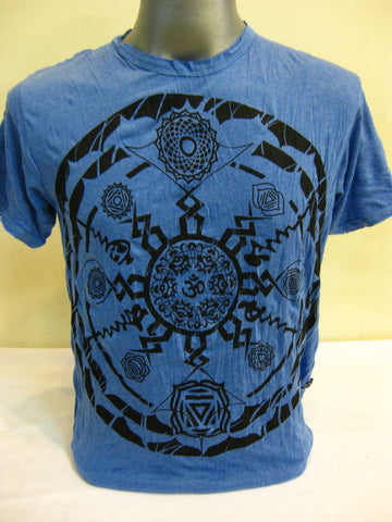 Mens Blue Chakra Ohm Mandala T-Shirt
