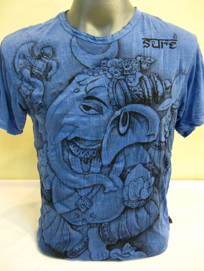 Mens Blue Sitting Ganesh T-Shirt