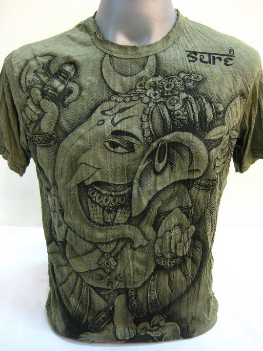 Mens Green Sitting Ganesh T-Shirt