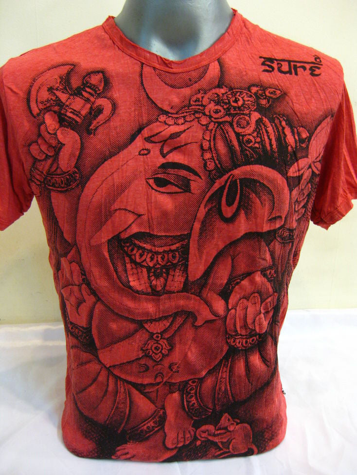 Mens Red Sitting Ganesh T-Shirt