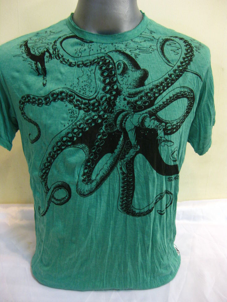 Mens Bright Green Octopus T-Shirt