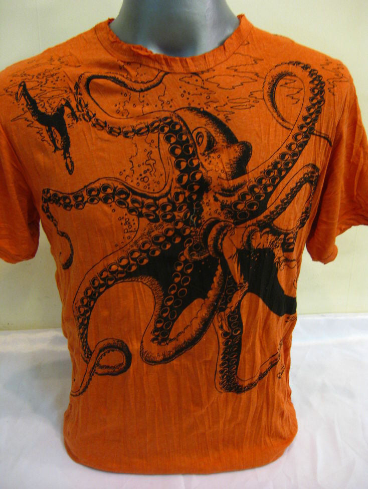 Mens Orange Octopus T-Shirt