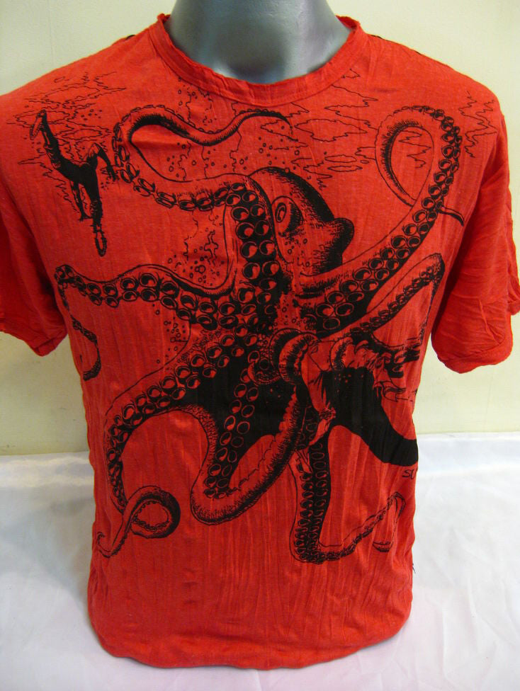 Mens Red Octopus T-Shirt