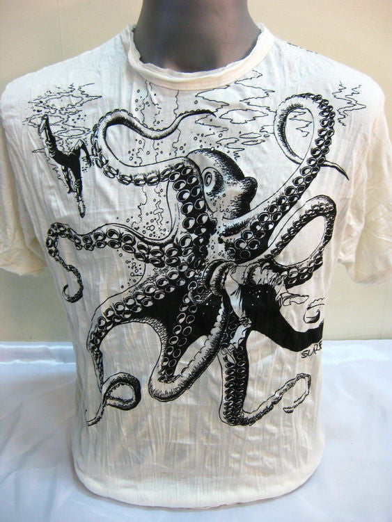 Mens White Octopus T-Shirt