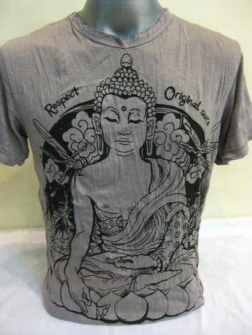 Mens Gray Thai Meditation Buddha T-Shirt