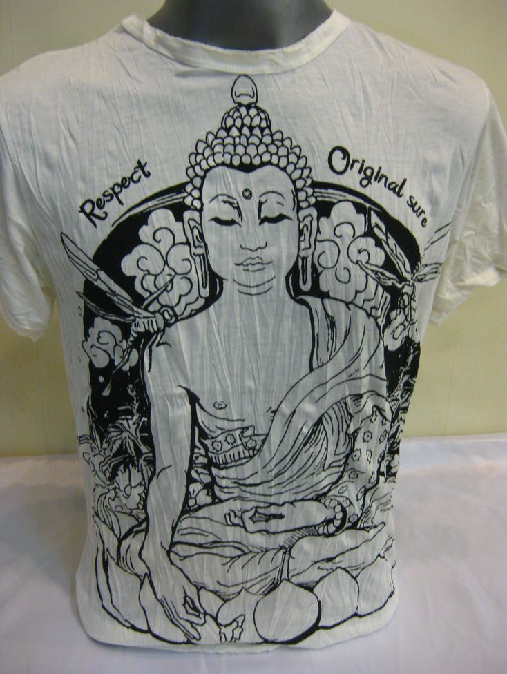Mens White Thai Meditation Buddha T-Shirt