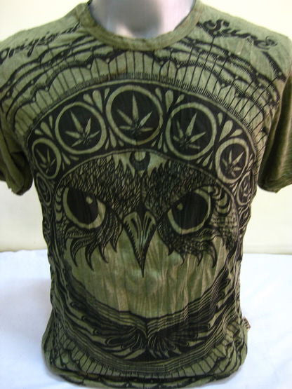 Mens Green Weed Owl T-Shirt