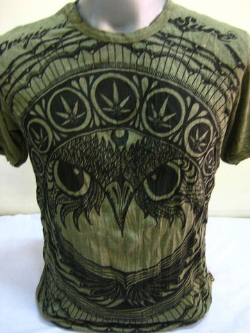 Mens Green Weed Owl T-Shirt