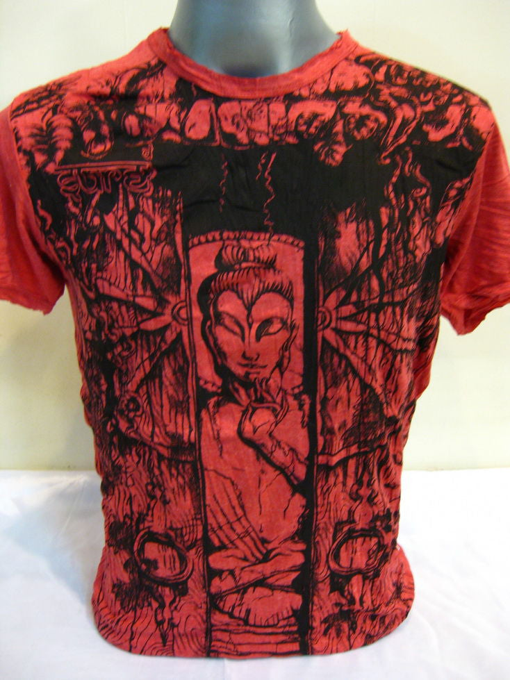 Mens Red Meditation Buddha T-Shirt