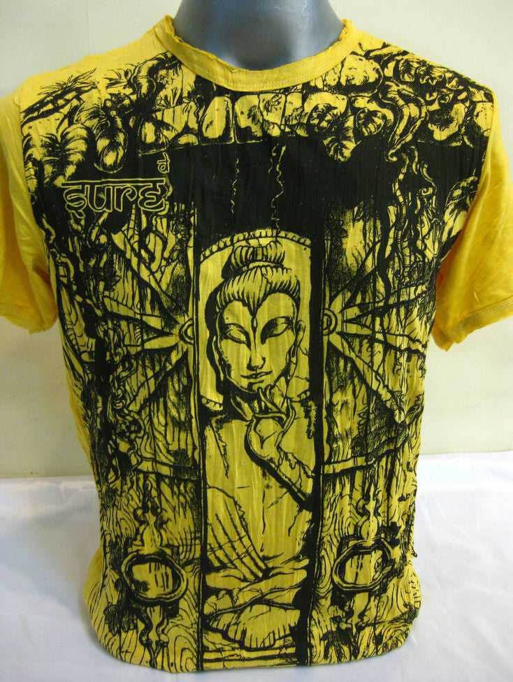Mens Yellow Meditation Buddha T-Shirt