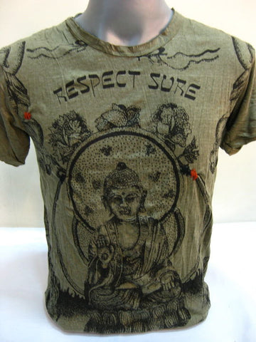 Mens Green Buddha Respect T-Shirt
