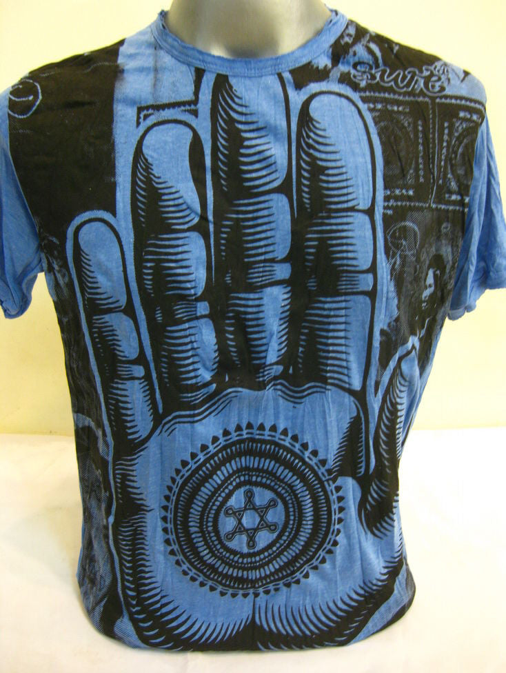 Mens Blue Fatima Hand T-Shirt