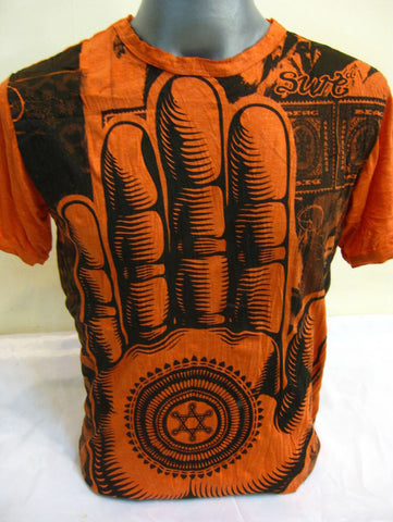Mens Orange Fatima Hand T-Shirt