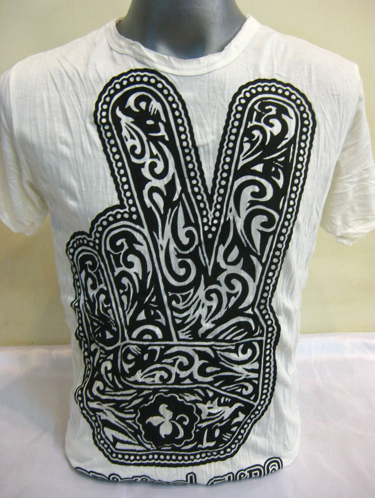 Mens White Peace sign # 2 T-Shirt