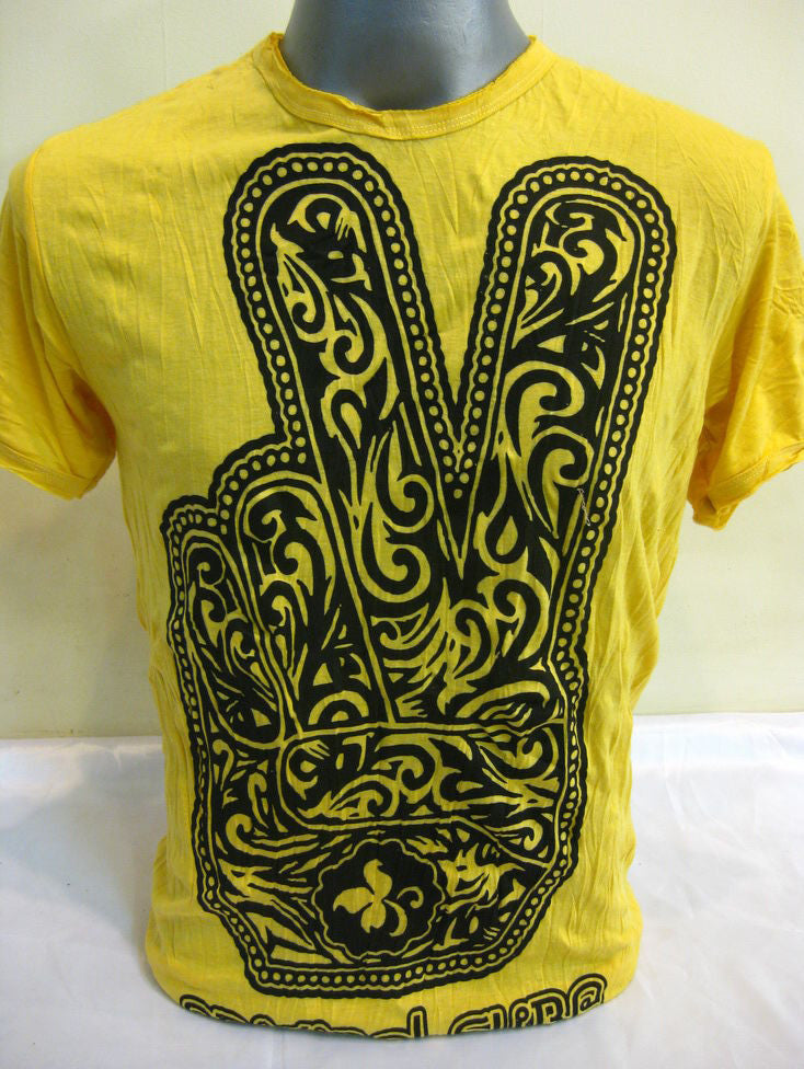 Mens Yellow Peace sign # 2 T-Shirt