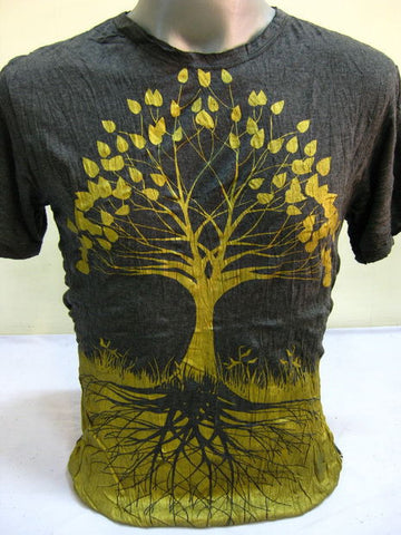 Mens Gold on Black Tree Of Life T-Shirt