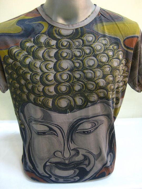 Mens Dark Gray Artistic Buddha T-Shirt