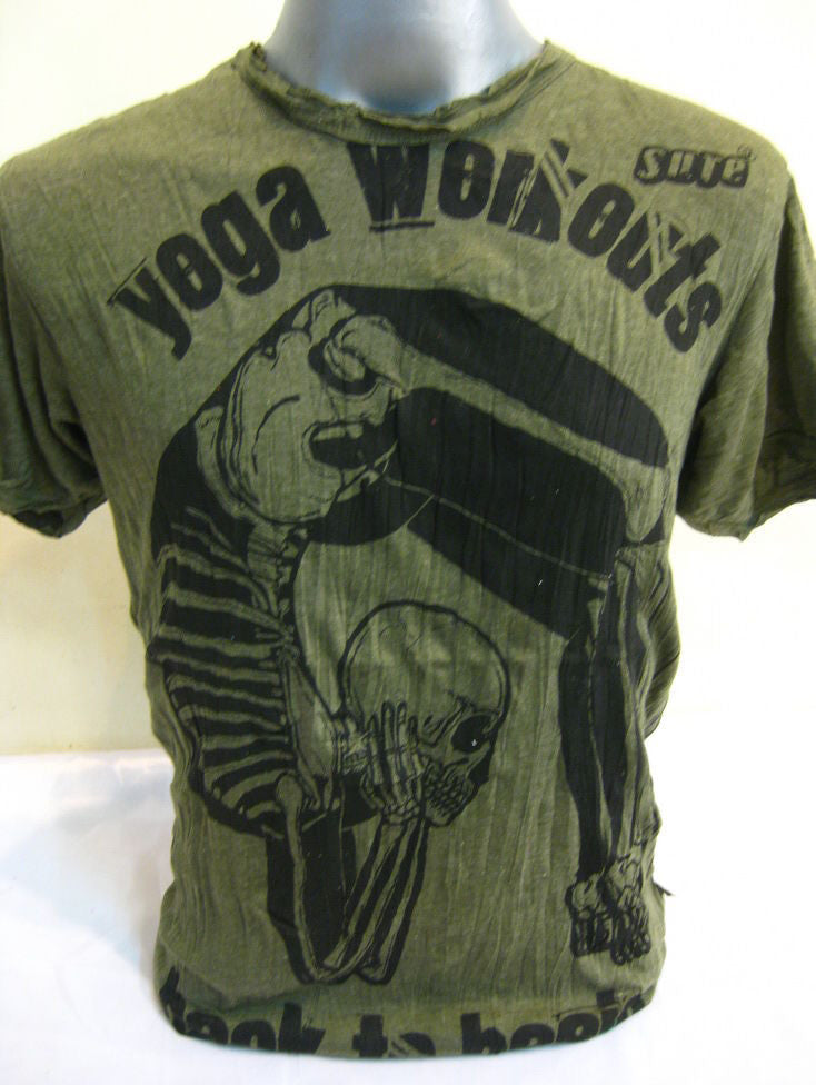 Mens Green Yoga Workout T-Shirt