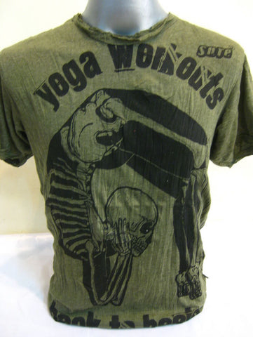 Mens Green Yoga Workout T-Shirt