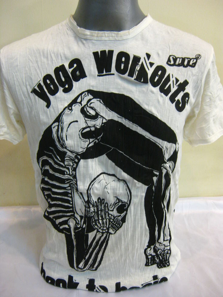 Mens White Yoga Workout T-Shirt