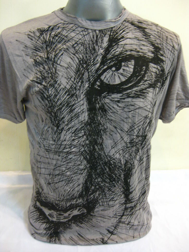 Mens Gray Lion Eye T-Shirt