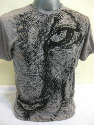 Mens Gray Lion Eye T-Shirt