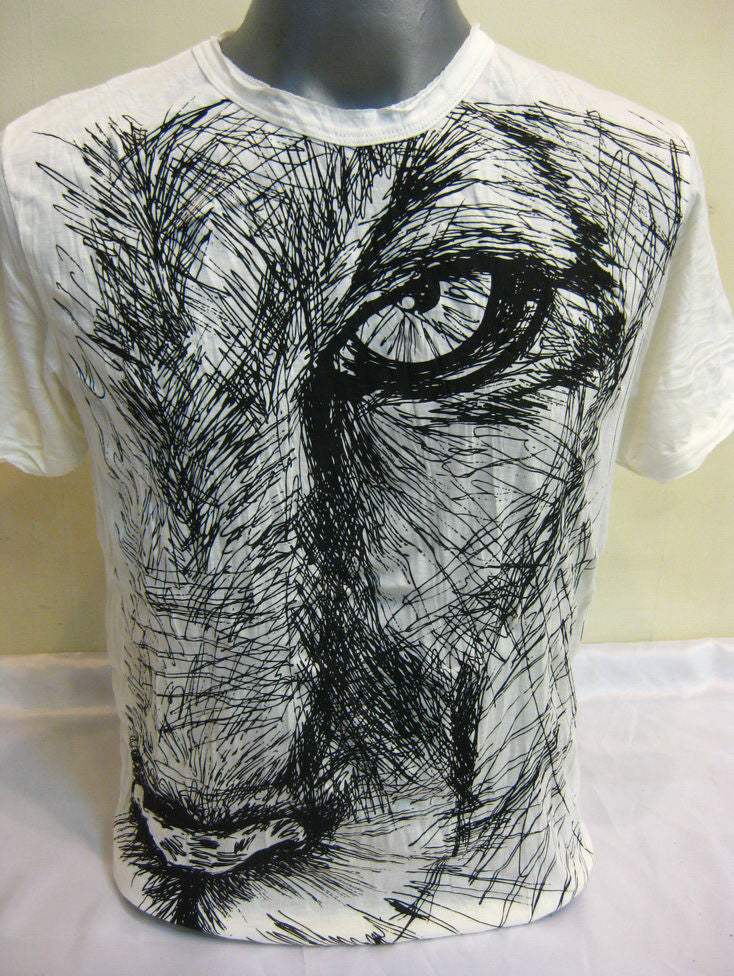 Mens White Lion Eye T-Shirt