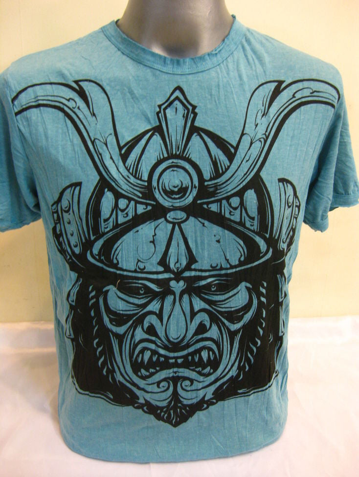 Mens Turquoise Kabuto Samurai Mask T-Shirt