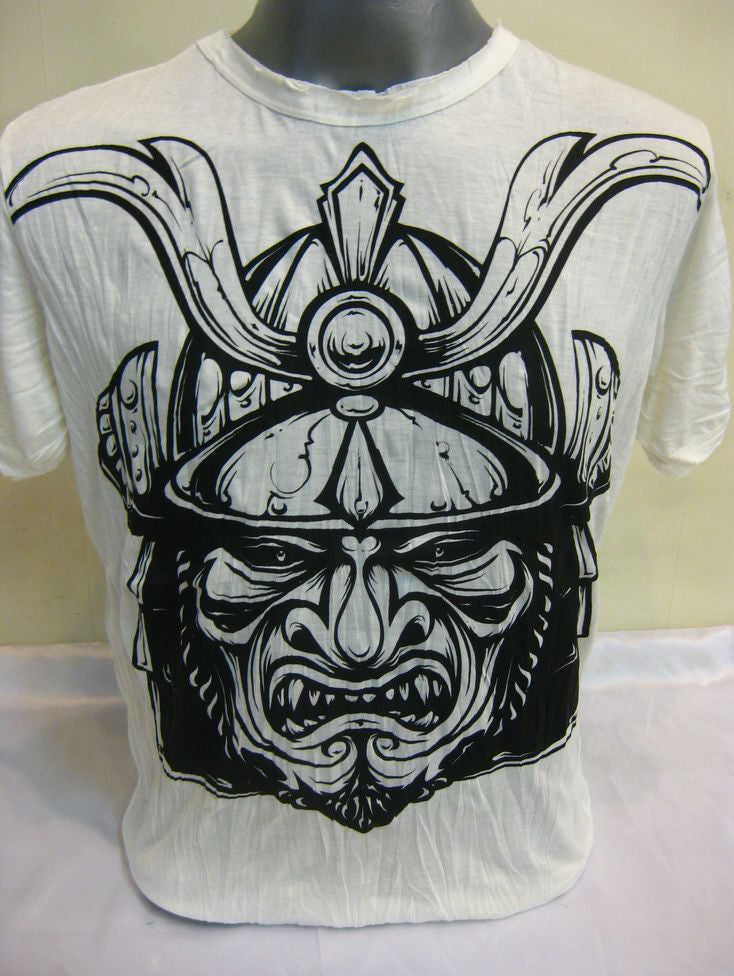 Mens White Kabuto Samurai Mask T-Shirt