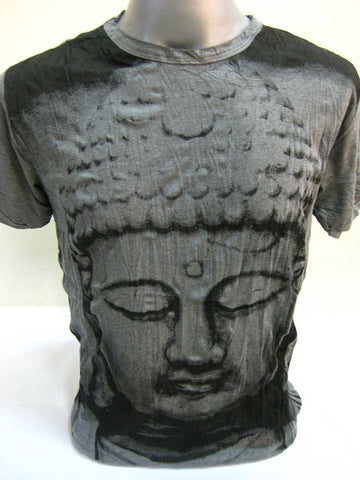 Mens Gray Big Face Buddha T-Shirt