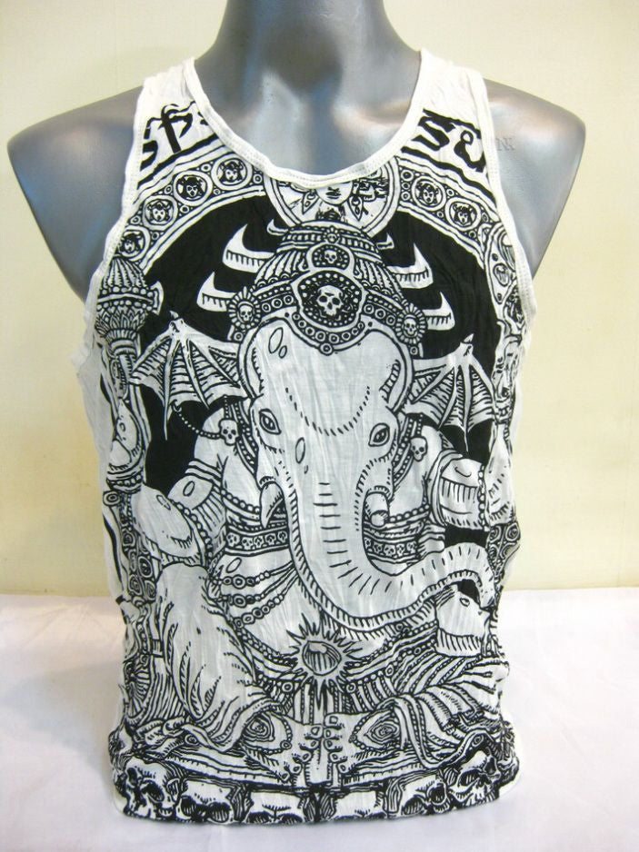 Mens White Batman Ganesh Tank Top