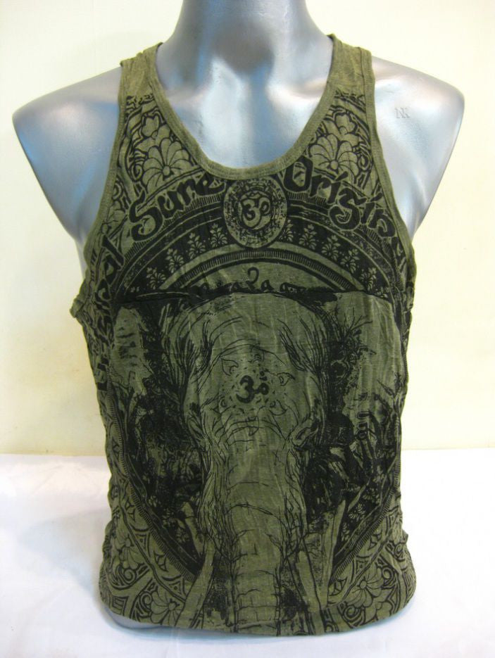Mens Green Wild Elephant Tank Top