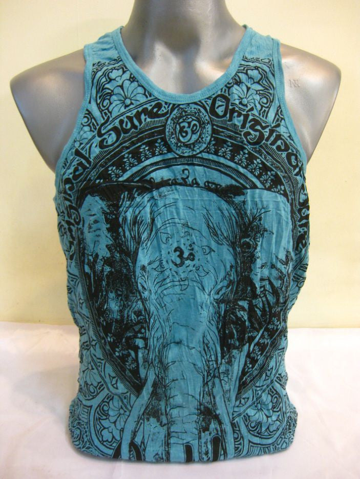 Mens Turquoise Wild Elephant Tank Top