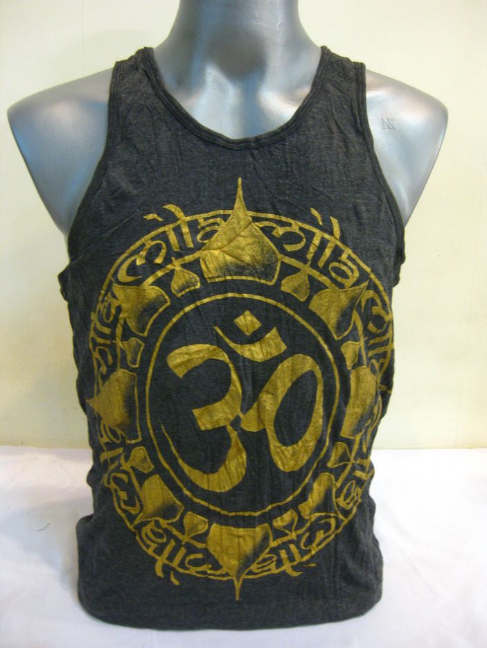 Mens Gold on Black Infinitee Ohm Tank Top