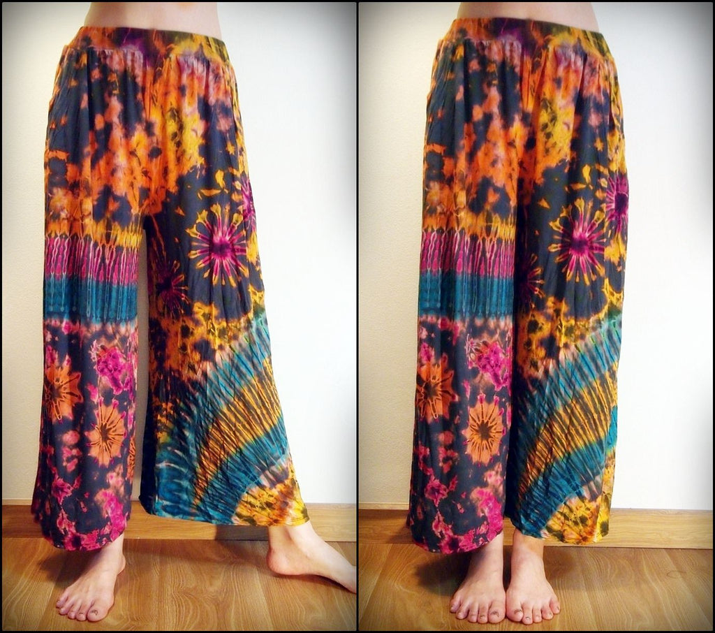 Womens Wide Leg Tie Dye Pants