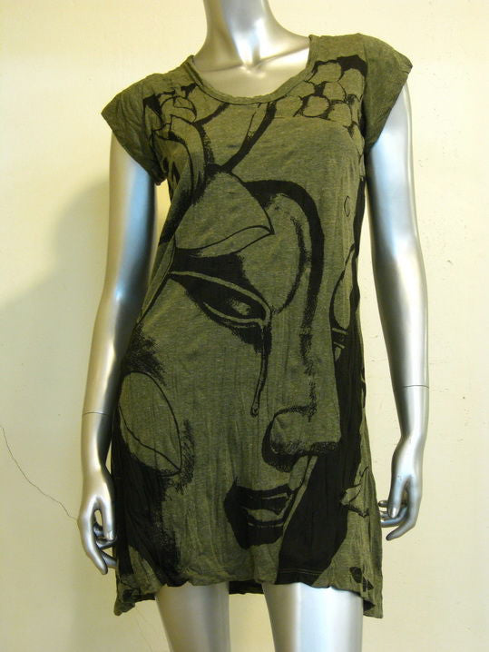 Womens Green Crying Buddha Dress