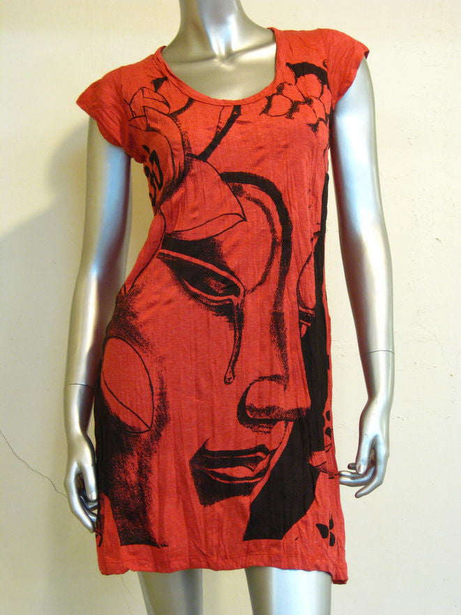 Womens Red Crying Buddha Dress
