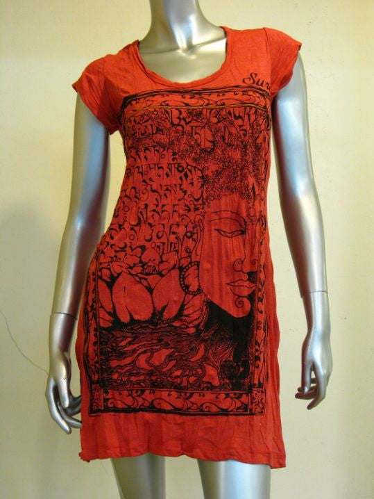 Womens Red Sanskrit Buddha Dress