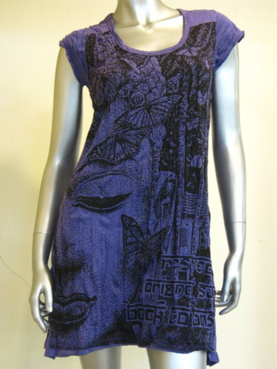 Womens Grape Butterfly Buddha Dress
